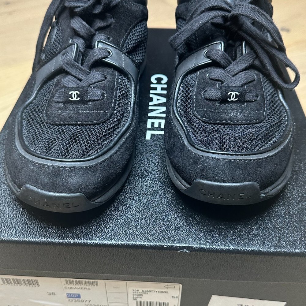 Chanel 15P Black Suede and Leather Sneakers - Picture 12 of 12